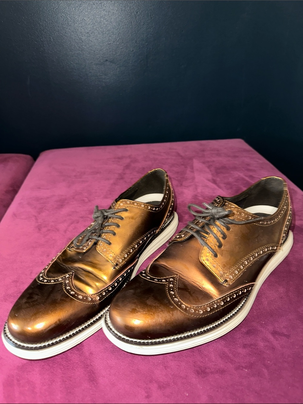 Cole Haan Men's Dress Wingtip Oxfords in Metallic Brown